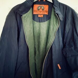 Weatherproof Men's Dark Blue fully flannel-lined Olive Interior bomber Jacket